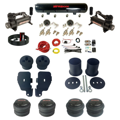 airmaxxx 480 black steel air tank 2 toggle switches 2600 air bags & brackets fits 1965-70 Impala KIMP65-480B2-59S-4TOG2GA2B-WK-HF