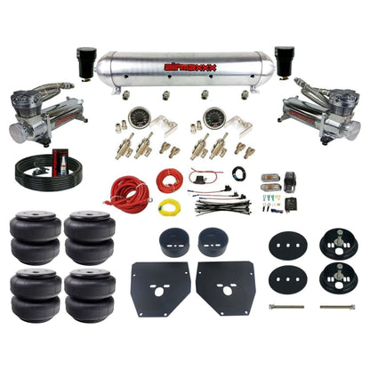 airmaxxx 480 chrome Compressors Manual Air Suspension Kit 3/8 DLOE Valve raw aluminum air tank Air Lift Bags & Brackets Fits 1963-72 KC1063-480C2-59ARW-4TOG2GA2B-WK-HFD26
