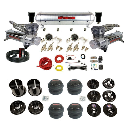 airmaxxx 480 chrome air compressors aluminum tank 2600 bags and brackets kit Fits 1965-70 Cadillac KCAD65-580C2-59ARW-4TOG2GA2B-WK-HF