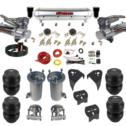 airmaxxx 480 chrome air compressors raw aluminum air tank Slam bags & brackets air suspension kit fits 2007-2018 Silverado/Sierra 1500 KGM07-480C2-59ARW-4TOG2GA2B-WK-HFSS7