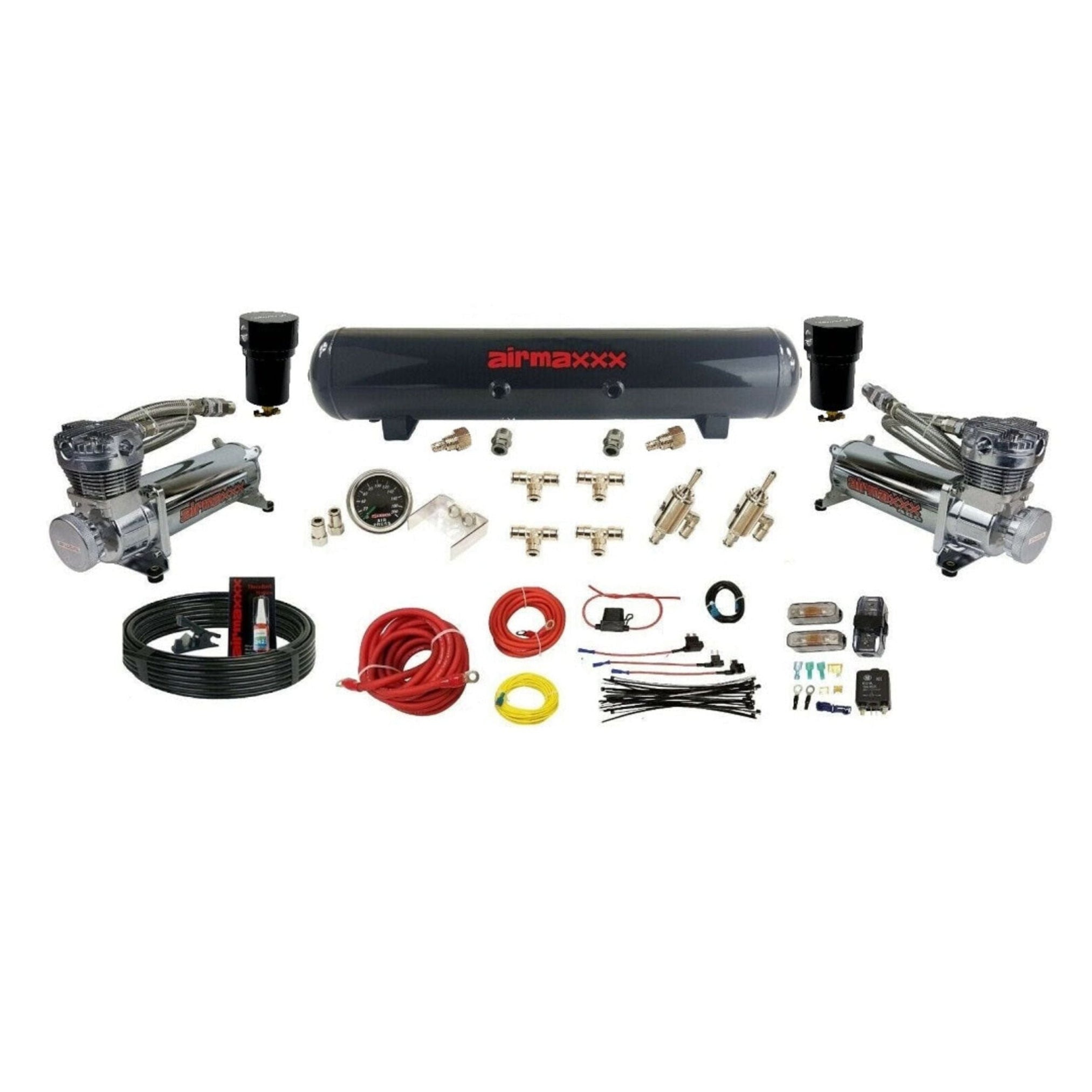 CARLOR Single Air Ride Suspension Compressor Pump Kit – 3/8 NPT, 200 PSI, 480°C Control, For Air Bags (VAC01-38S)