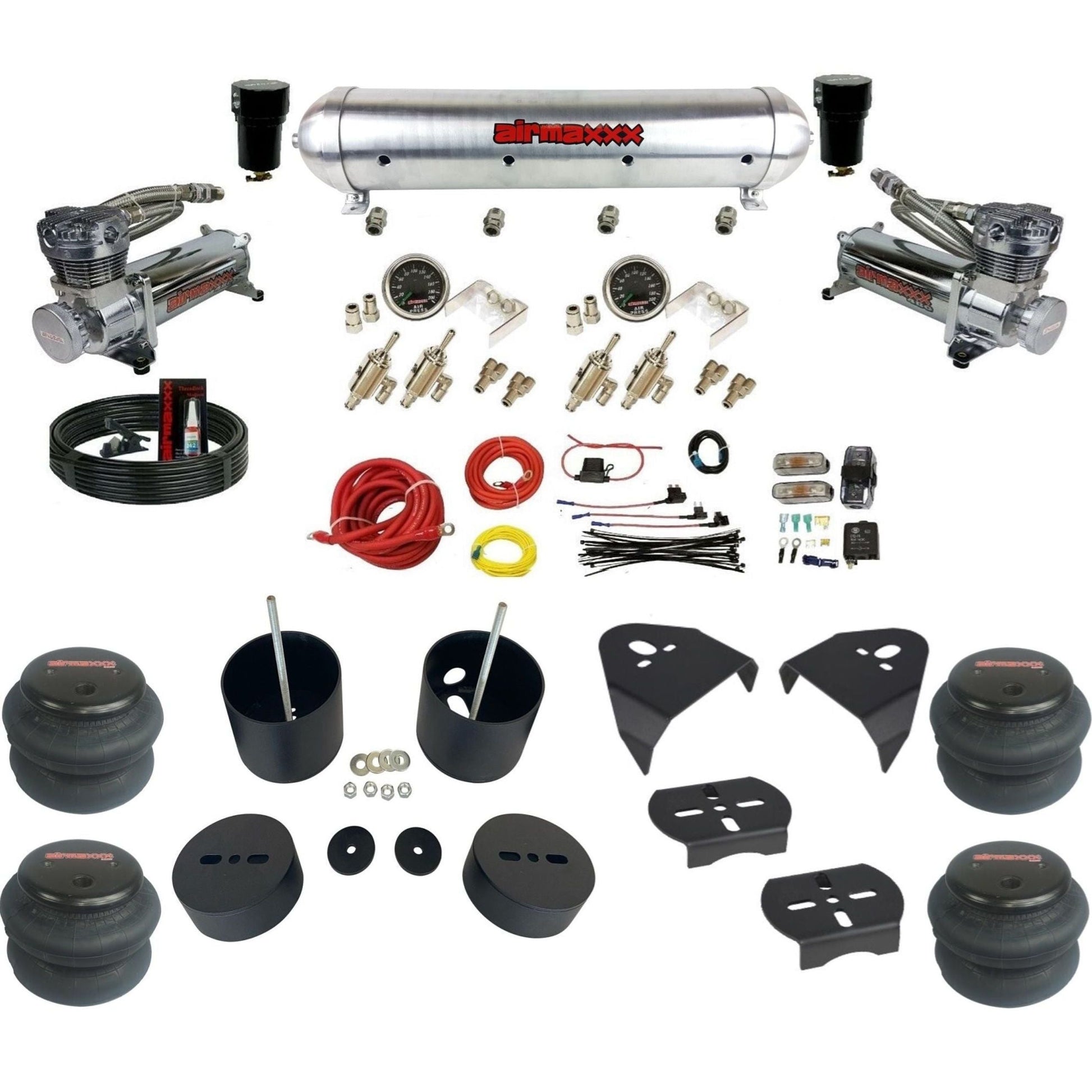 airmaxxx 480 chrome compressor raw aluminum tank manual 2600 air bags & brackets kit for 99-06 silverado sierra 1500 KGM99-480C2-59ARW-4TOG2GA2B-WK-HF