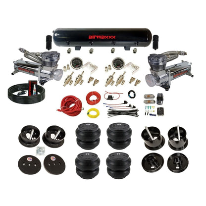 airmaxxx 480 chrome compressors 3/8 manual air suspension kit w/steel tank & Slam bags & brackets fits 1961 62 cadillac deville K-CAD6162-480C2-59S-4TOG2GA2B-WK-HFSS7