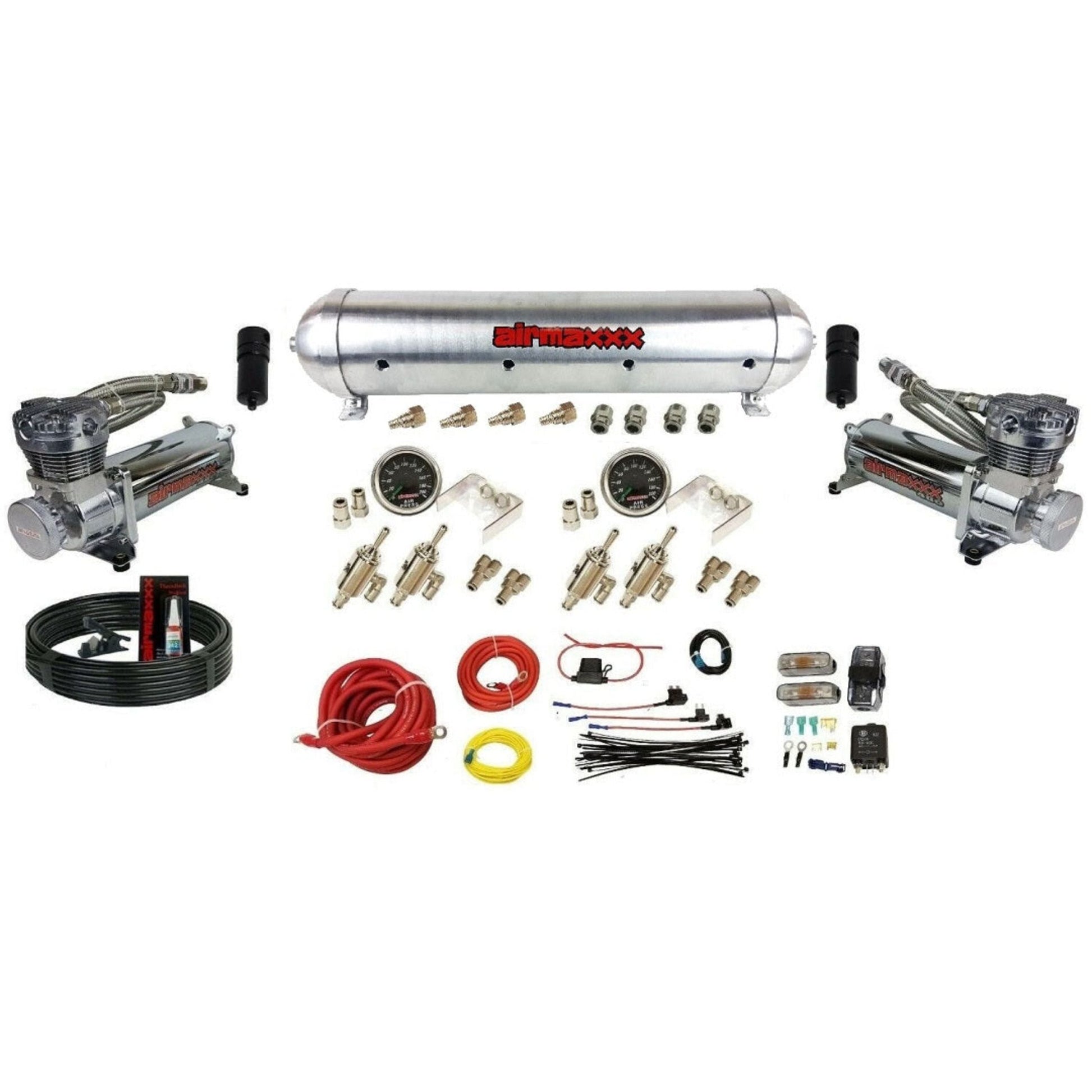 airmaxxx 480 chrome compressors aluminum tank with 2 switches and install kit