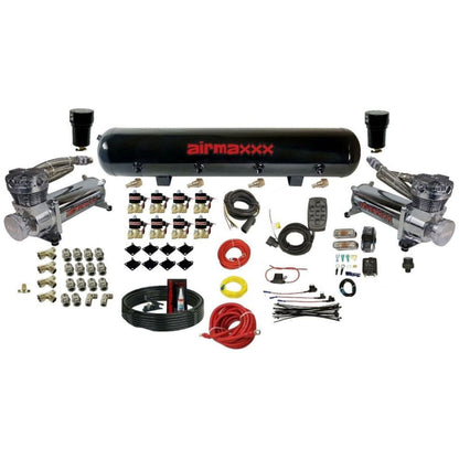airmaxxx 480 chrome compressors black steel tank air ride kit 480C2-838-59-7BK-WK-HF