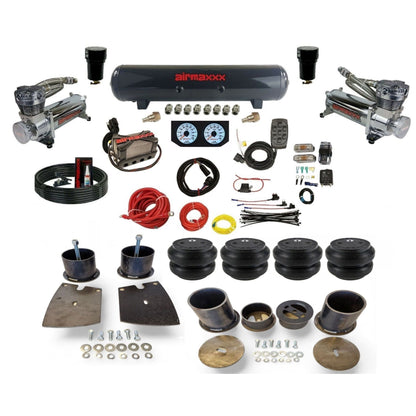 airmaxxx 480 chrome compressors x4 manifold steel air tank Slam bags and brackets kit KBUI61-480C2-57S-X4X7-WK-HFSS7