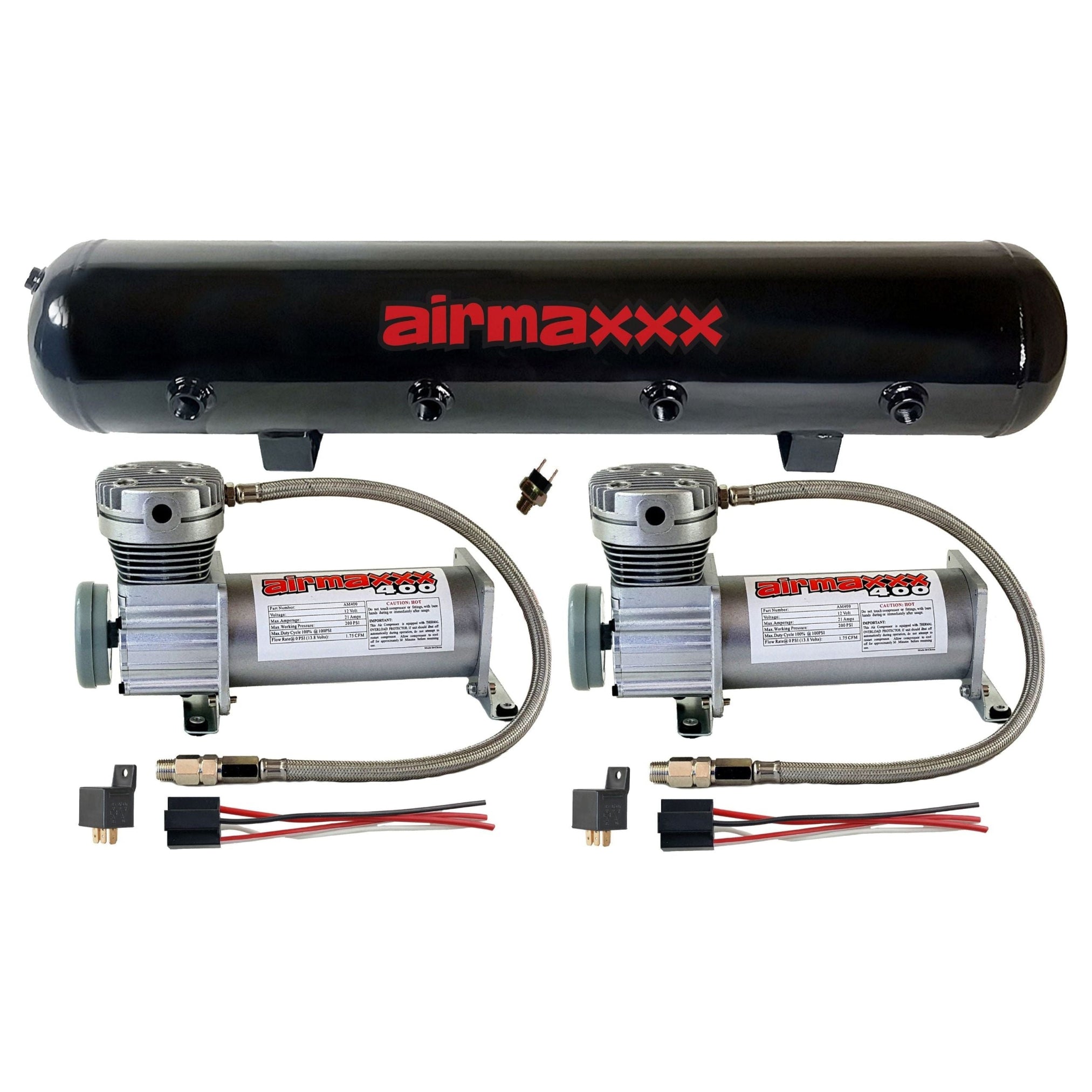 airmaxxx 400 Pewter Dual Air Compressors & 5 Gallon Steel Tank