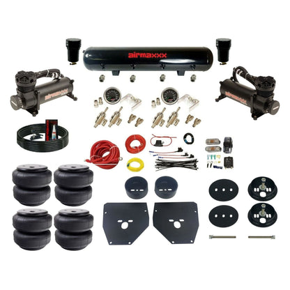 airmaxxx Black Manual 480 Black Air Suspension Kit 3/8 DLOE Valve Air Lift  Bags Brackets & Steel Tank Fits 1963-1972 C10 KC1063-480B2-59S-4TOG2GA2B-WK-HFD26