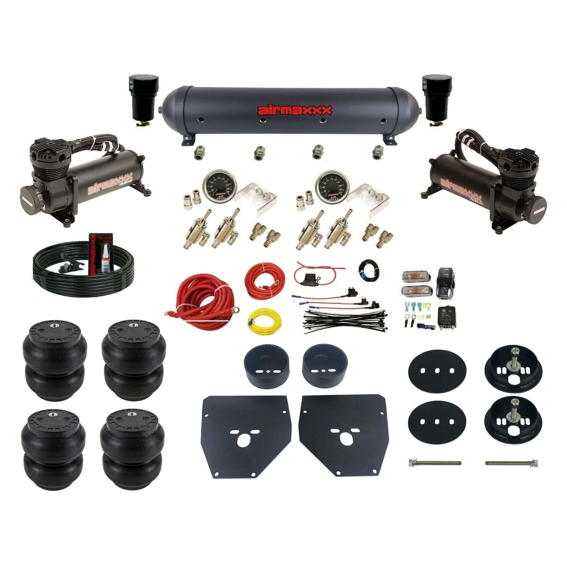 airmaxxx Black Manual 480 Black Air Suspension Kit 3/8 DLOE Valve Slam  Bags Brackets & Aluminum Tank Fits 1963-1972 C10 1150KC1063-480B2-59ABK-4TOG2GA2B-WK-HFSS7