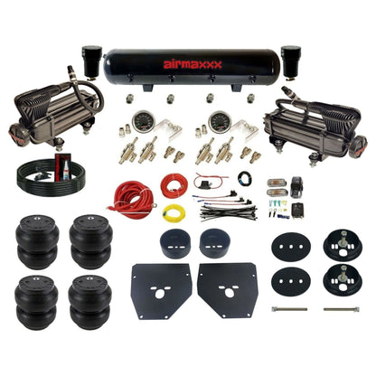 airmaxxx Black Manual X-series Air Suspension Kit 3/8 DLOE Valve Slam Bags Brackets & Steel Tank Fits 1963-1972 C10 KC1063-XB2-59S-4TOG2GA2B-WK-HFSS7_0400a9d8-7213-401e-a8da-e616c16cca8a