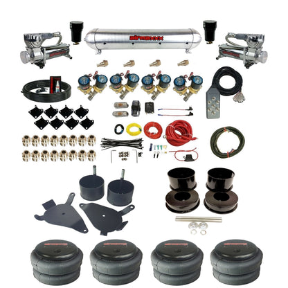 airmaxxx Complete 1/2 inch air ride suspension kit 580 chrome aluminum tank and 2500 bags for GM G-Body 