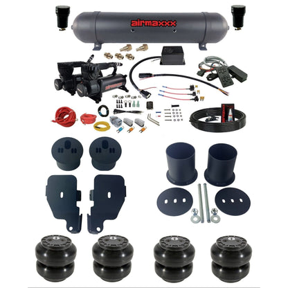 airmaxxx Complete air suspension kit w/580 black compressors slam bags & aluminum tank for 1965-70 Chevy Impala KIMP65-580B2-57ABLK-SV8CMC1-WK-HFSS6