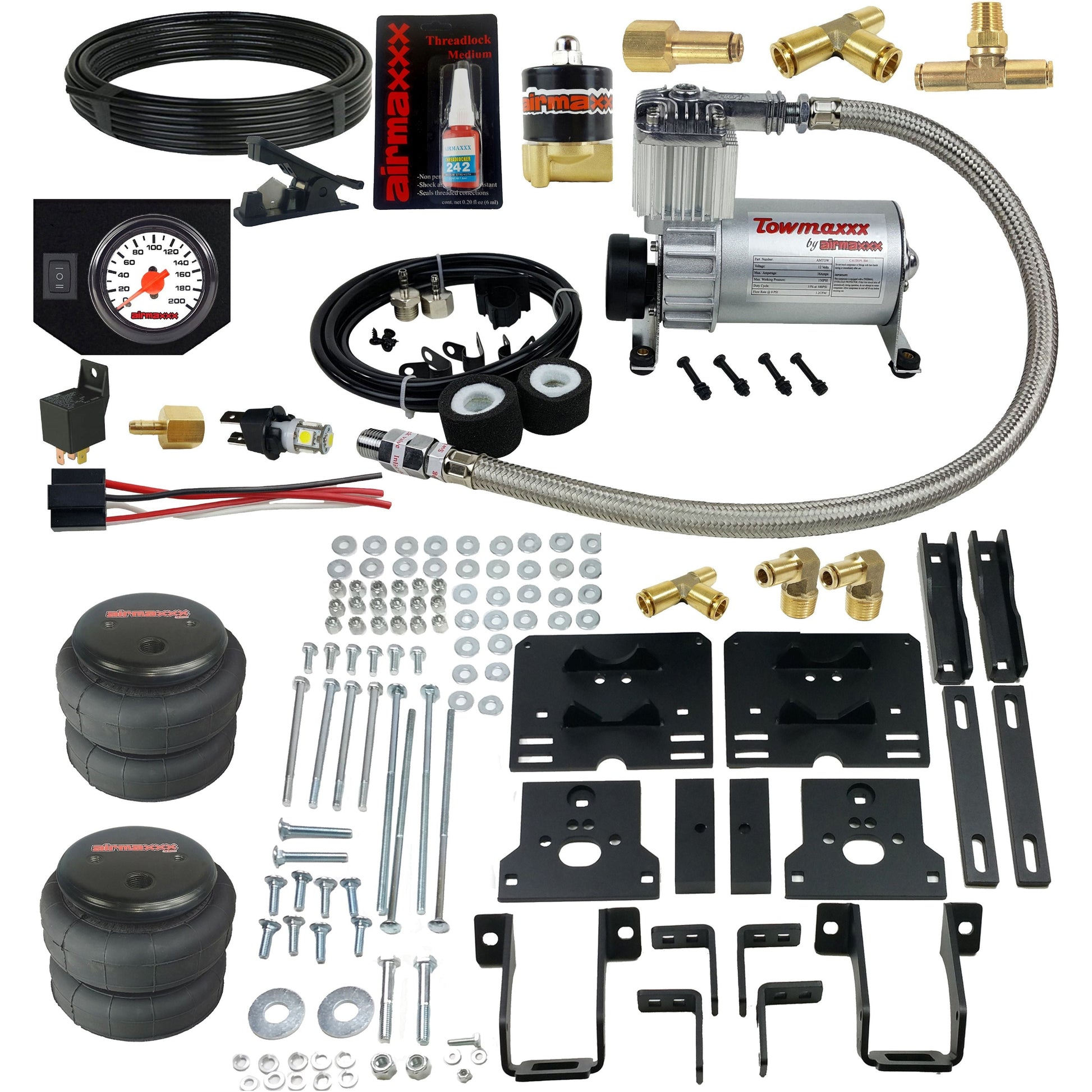 airmaxxx Overload Air Assist w/white gauge 2005-2010 Ford F250/F350 4WD Pick Up Trucks