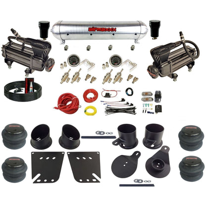 airmaxxx X-Series air compressors 3/8 manual air suspension raw aluminum air tank w/2600 bags kit fits 1958 64 chevy impala KIMP58-XB2-59ARW-4TOG2GA2B-WK-HF
