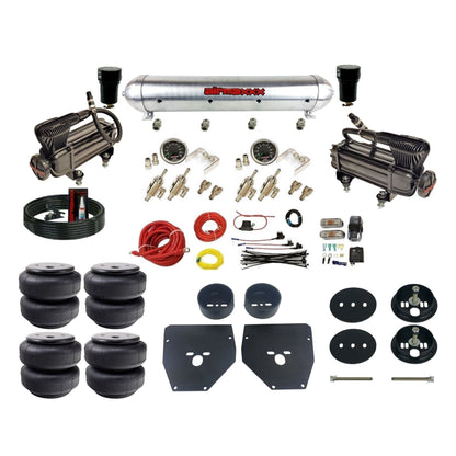 airmaxxx X-series Compressors Manual Air Suspension Kit 3/8 DLOE Valve raw aluminum air tank Air Lift Bags & Brackets Fits 1963-72 KC1063-XB2-59ARW-4TOG2GA2B-WK-HFD26