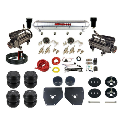airmaxxx X-series Compressors Manual Air Suspension Kit 3/8 DLOE Valve raw aluminum air tank Slam Bags & Brackets Fits 1963-72 KC1063-XB2-59ARW-4TOG2GA2B-WK-HFSS7