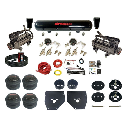airmaxxx X-series Compressors Manual Air Suspension Kit 3/8 DLOE Valve steel air tank 2600 Bags & Brackets Fits 1963-72 KC1063-2XB-59S-4TOG2GA2B-WK-HF