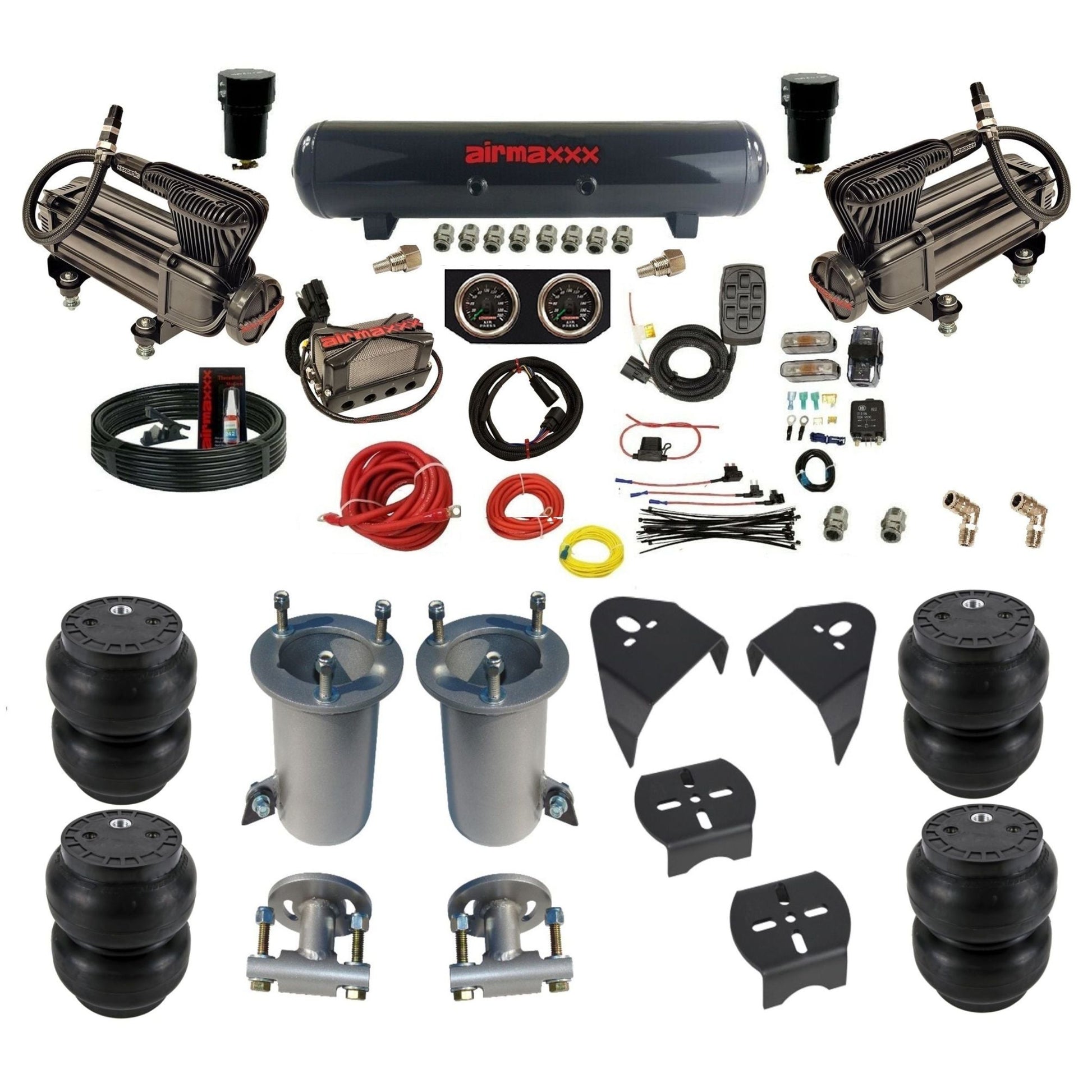 airmaxxx X-series air compressors steel air tank X4 air manifold Slam bags & brackets for 2007-13 Tahoe/Suburban KGM07-XB2-57S-X4X7-WK-HFSS7