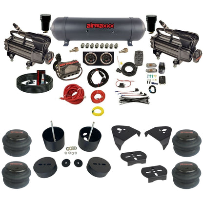 airmaxxx X-series air compressors X4 air manifold aluminum air tank 2600 bags & brackets install kit fits 1999-06 Silverado 1500 KGM99-XB2-57ABK-X4X7-WK-HF