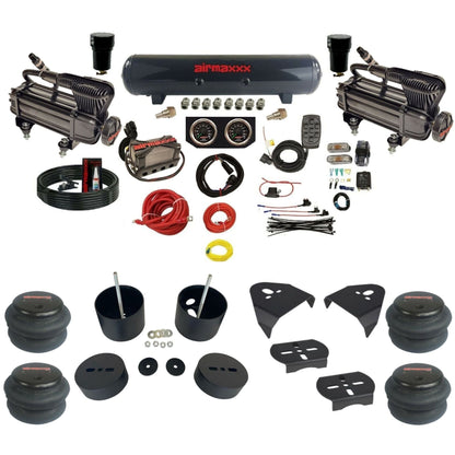 airmaxxx X-series air compressors X4 air manifold steel air tank 2600 bags & brackets install kit fits 1999-06 Silverado 1500 KGM99-XB2-57S-X4X7-WK-HF
