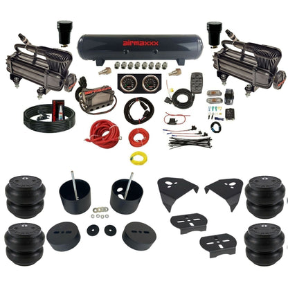 airmaxxx X-series air compressors X4 air manifold steel air tank Slam bags & brackets install kit fits 1999-06 Silverado 1500 KGM99-XB2-57S-X4X7-WK-HFSS7