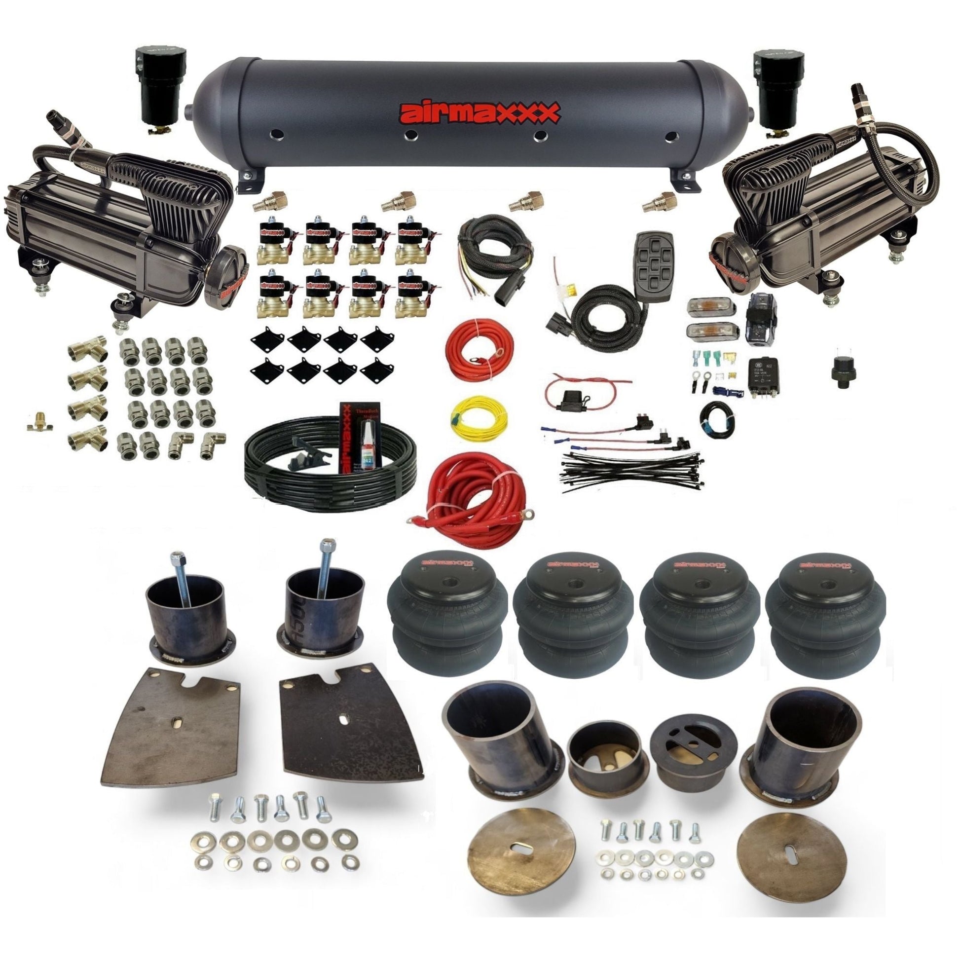 airmaxxx X-series air compressors black aluminum air tank 2600 air bags & brackets fits 1961-64 Buick KBUI61-XB2-838-59ABK-7BK-WK-HF