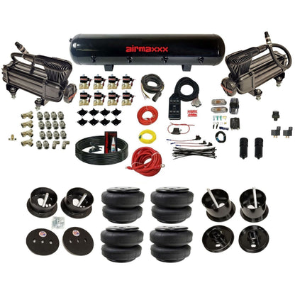 airmaxxx X-series air compressors blk steel air tank Air Lift bags & brackets fits 1961-62 Cadillac K-CAD6162-XB2-838-59S-7BK-WK-HFD25