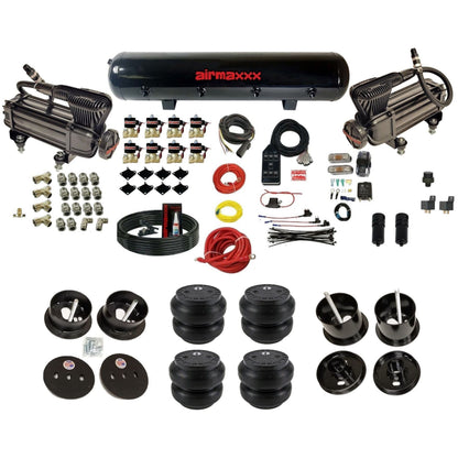 airmaxxx X-series air compressors blk steel air tank Slam bags & brackets fits 1961-62 Cadillac K-CAD6162-XB2-838-59S-7BK-WK-HFSS7