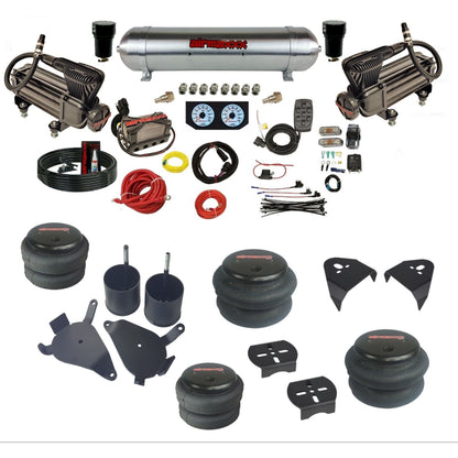 airmaxxx X-series air compressors raw aluminum air tank 2600 bags & brackets X4 manifold air suspension kit for 1982-2004 Chevy S10/S15/Sonoma KS10-XB2-57ARW-X4X7-WK-HF