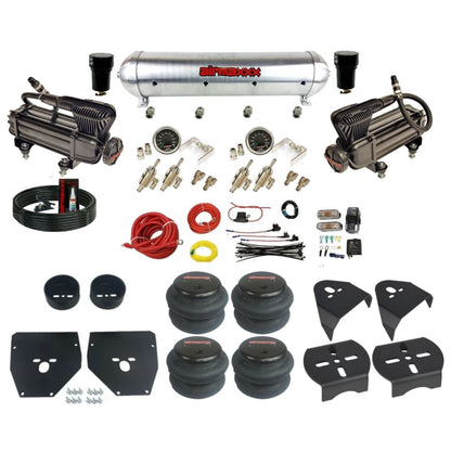 airmaxxx X-series air compressors raw aluminum air tank 2600 bags & brackets manual 3/8 air ride kit for 1973-87 chevy c10 KC1073-XB2-59ARW-4TOG2GA2B-WK-HF