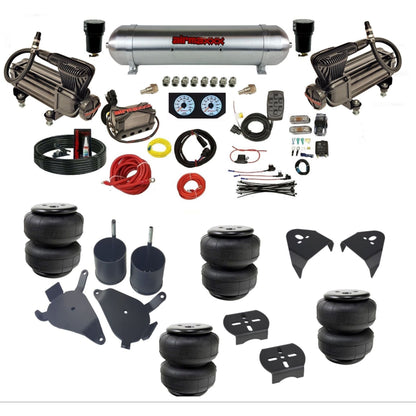 airmaxxx X-series air compressors raw aluminum air tank Air Lift bags & brackets X4 manifold air suspension kit for 1982-2004 Chevy S10/S15/Sonoma KS10-XB2-57ARW-X4X7-WK-HFD25