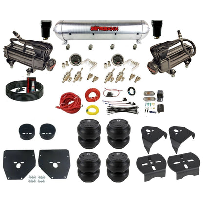 airmaxxx X-series air compressors raw aluminum air tank Slam bags & brackets manual 3/8 air ride kit for 1973-87 chevy c10 KC1073-XB2-59ARW-4TOG2GA2B-WK-HFSS7