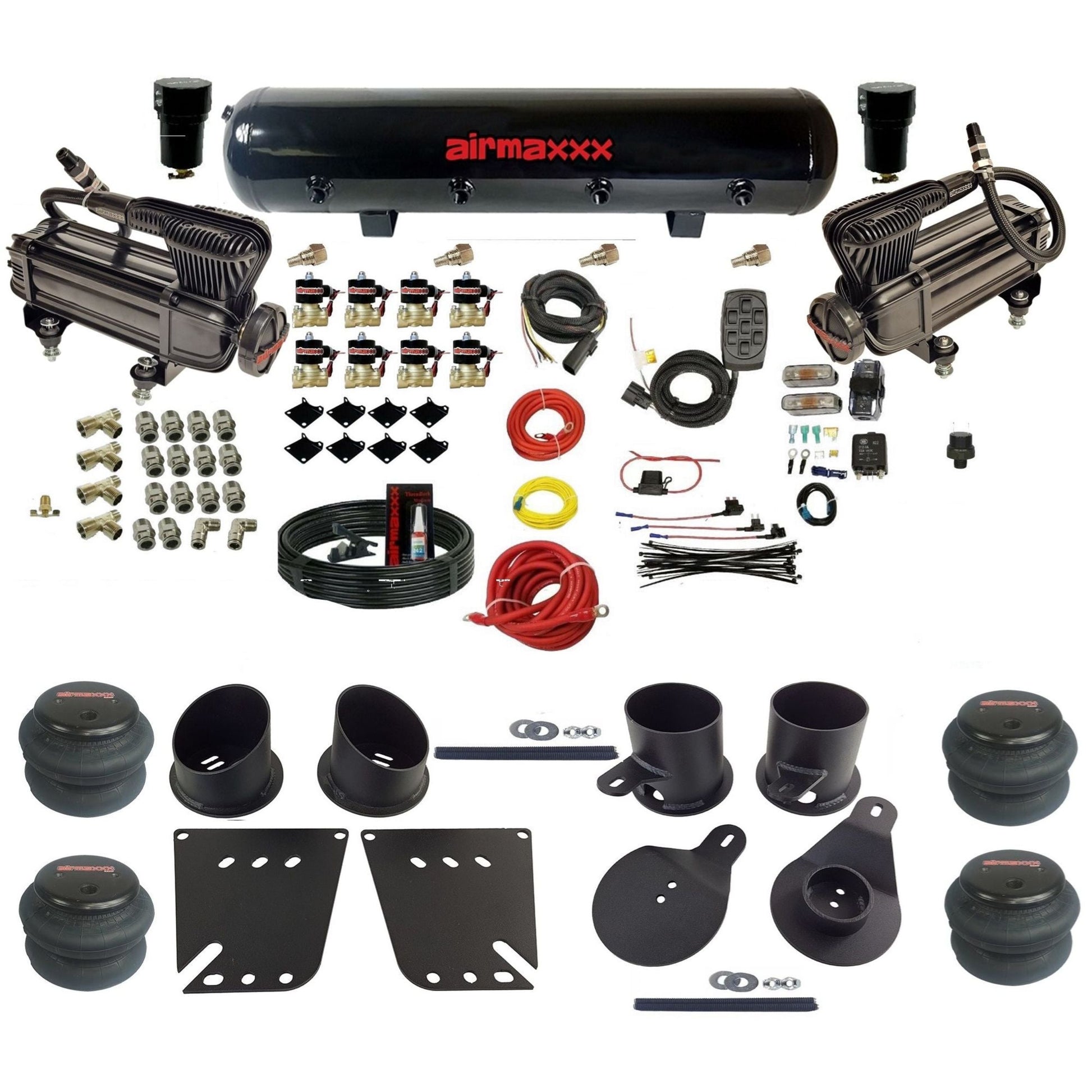 airmaxxx X-series air compressors steel air tank 2600 bags & brackets Air Suspension Kit for 1958-1964 Chevy Impala KIMP58-XB2-838-59S-7BK-WK-HF