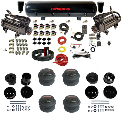 airmaxxx X-series air compressors steel air tank 2600 bags & brackets air ride suspension kit fits 1958-1960 Cadillac KCAD58-XB2-838-59S-7BK-WK-HF