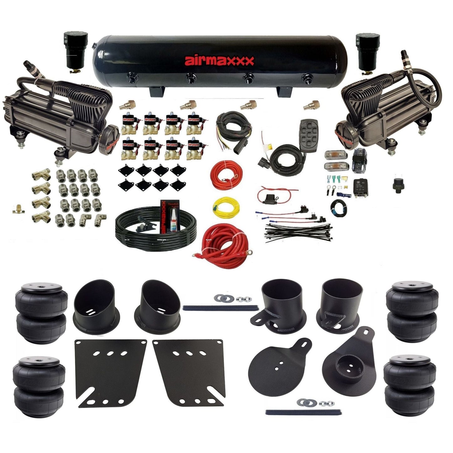 airmaxxx X-series air compressors steel air tank Air Lift bags & brackets Air Suspension Kit for 1958-1964 Chevy Impala KIMP58-XB2-838-59S-7BK-WK-HFD25