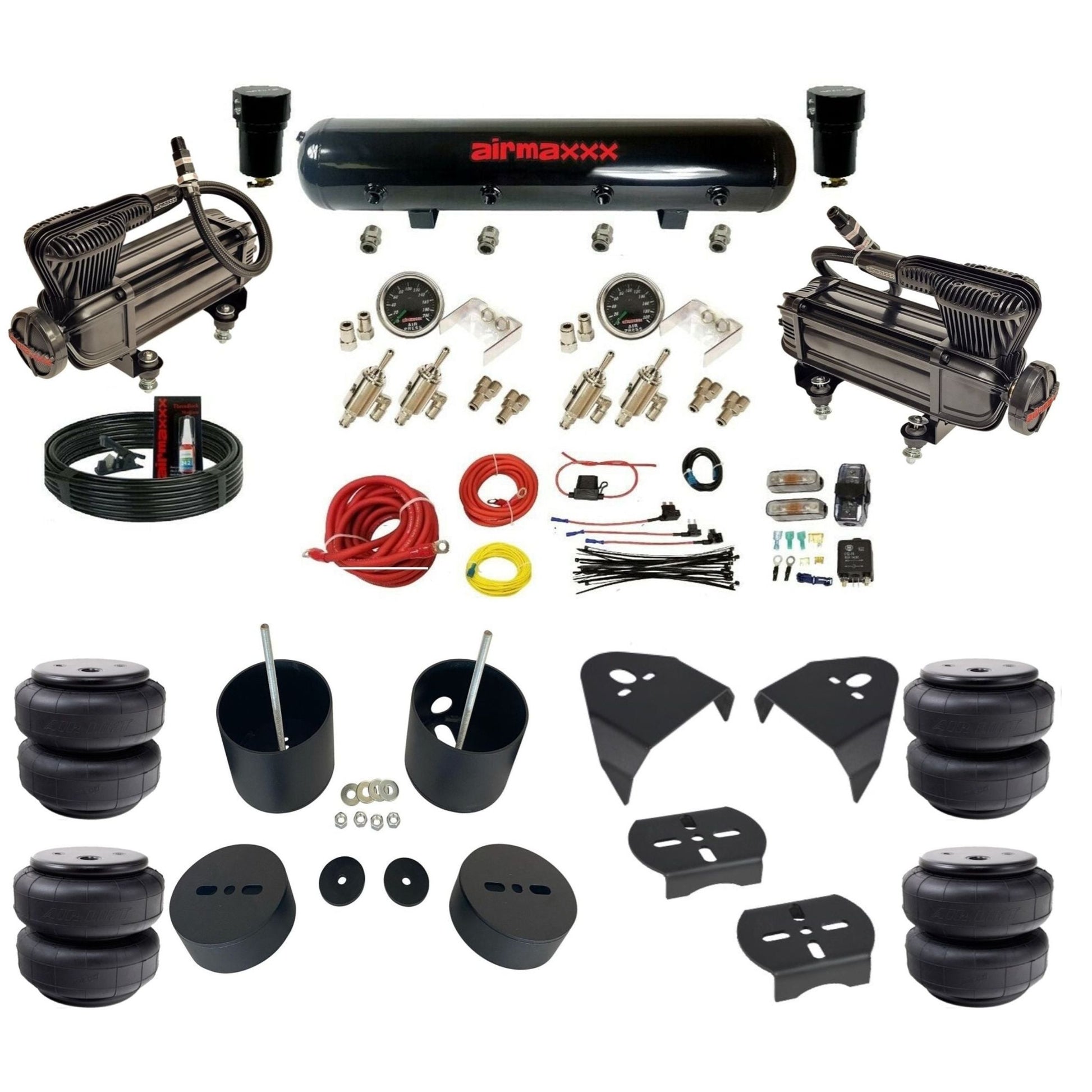 airmaxxx X-series air compressors steel air tank Air Lift bags & brackets air suspension kit fits 1988-98 Chevy C15 KGM88-XB2-59S-4TOG2GA2B-WK-HFD26