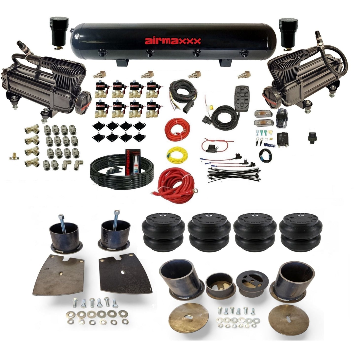 airmaxxx X-series air compressors steel air tank Slam air bags & brackets fits 1961-64 Buick KBUI61-XB2-838-59S-7BK-WK-HFSS7