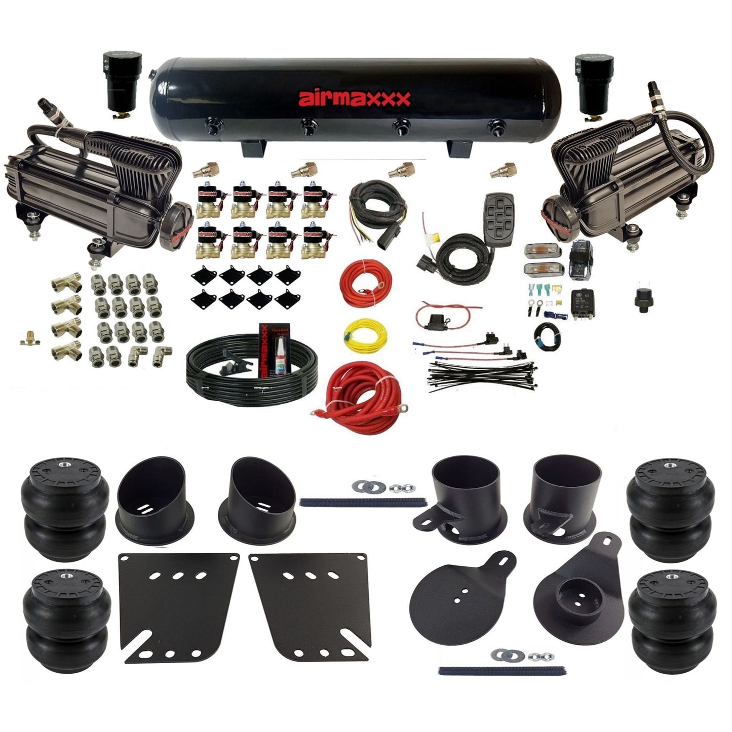 airmaxxx X-series air compressors steel air tank Slam bags & brackets Air Suspension Kit for 1958-1964 Chevy Impala KIMP58-XB2-838-59S-7BK-WK-HFSS7