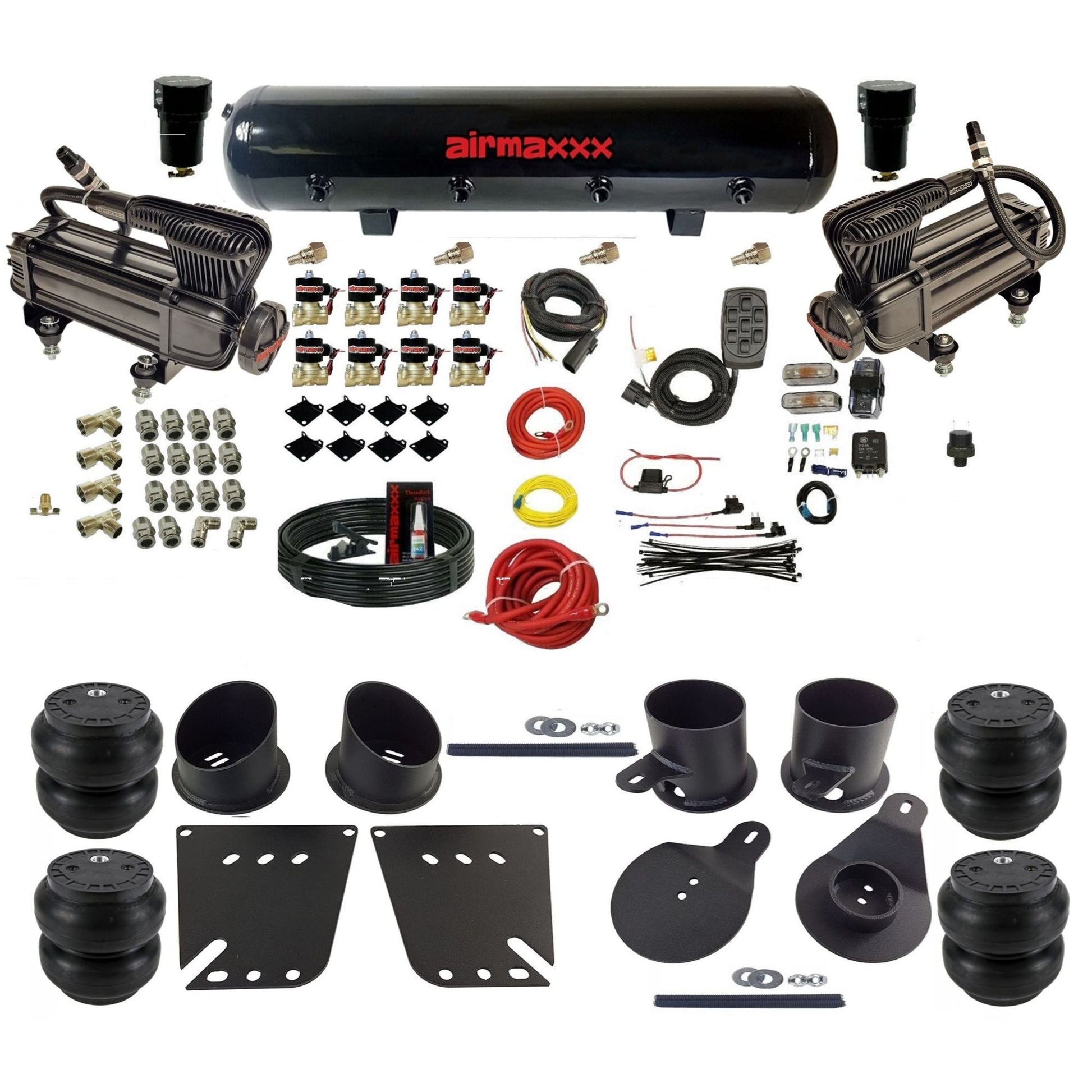 airmaxxx X-series air compressors steel air tank Slam bags & brackets Air Suspension Kit for 1958-1964 Chevy Impala KIMP58-XB2-838-59S-7BK-WK-HFSS7