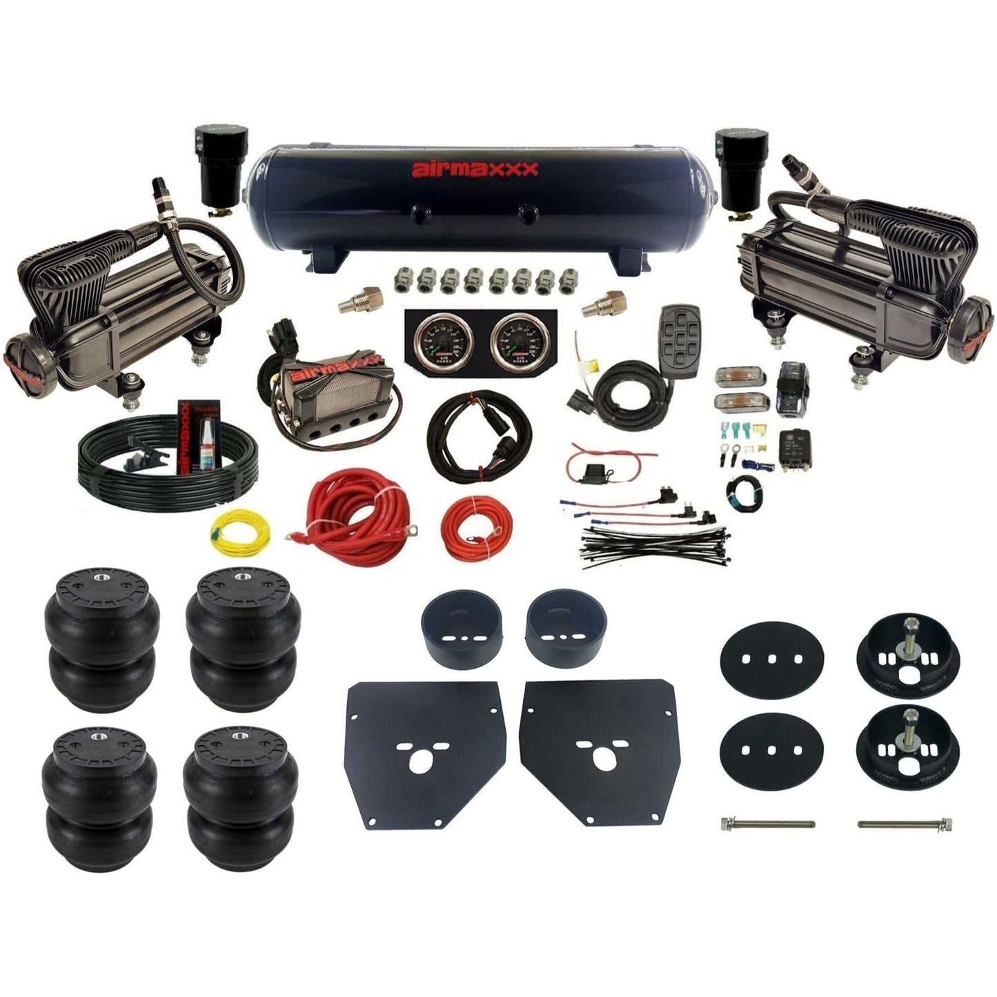 airmaxxx X-series air compressors steel air tank w/Slam bags & brackets for air suspension kit Fits 1963-72 Chevy C10 2wd KC1063-XB2-57S-X4X7-WK-HFSS7