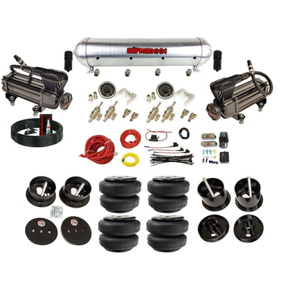 airmaxxx X-series compressors 3/8 manual air suspension kit w/raw aluminum tank & Air Lift bags & brackets fits 1961 62 cadillac deville K-CAD6162-XB2-59ARW-4TOG2GA2B-WK-HFD25
