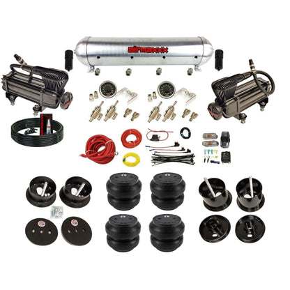 airmaxxx X-series compressors 3/8 manual air suspension kit w/raw aluminum tank & Slam bags & brackets fits 1961 62 cadillac deville K-CAD6162-XB2-59ARW-4TOG2GA2B-WK-HFSS7