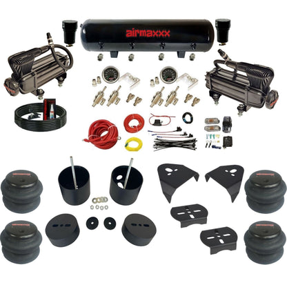 airmaxxx X-series compressors steel air tank 2600 bags & brackets manual 3/8 air ride kit fits 1999-06 silverado KGM99-XB2-59S-4TOG2GA2B-WK-HF