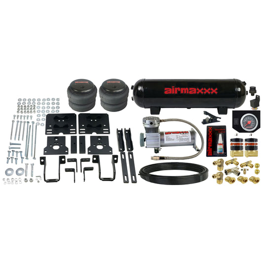 airmaxxx air helper spring kit with gauge and tank for ford f250 super duty rear suspension f350 4x4 4WD