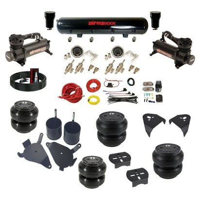 airmaxxx air ride suspension kits black 480 air compressors steel tank with Slam bags & brackets fits S10 2WD KS10-480B2-59S-4TOG2GA2B-WK-HFSS6SS7
