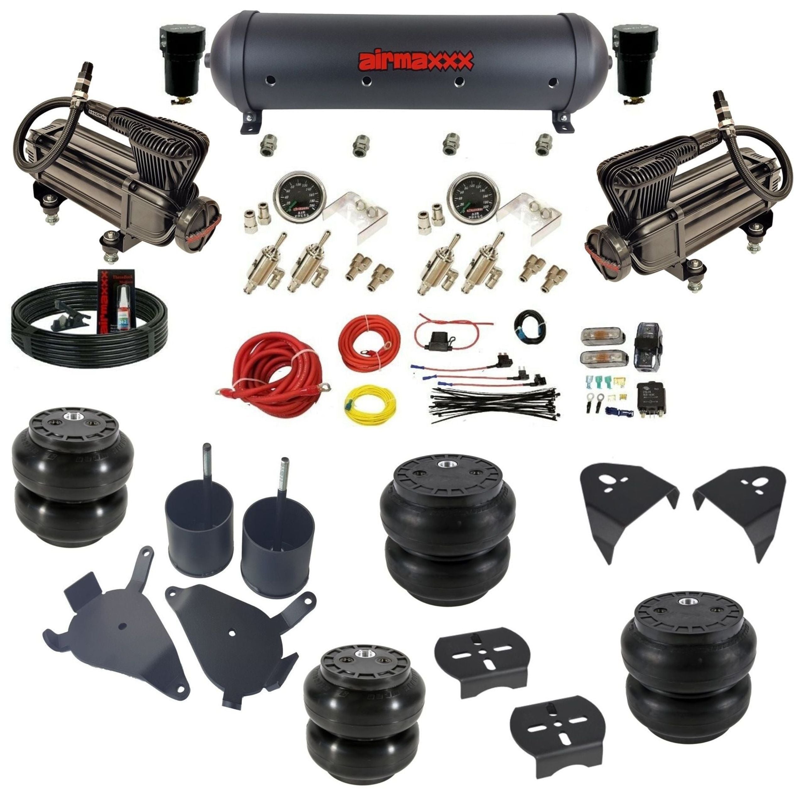 airmaxxx Manual Black Air Ride Kit w/DLOE Valves Fits 1982-05 S10