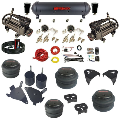airmaxxx air ride suspension kits black X-series air compressors aluminum tank with bags & brackets fits S10 2WD KS10-XB2-59ABK-4TOG2GA2B-WK-HF