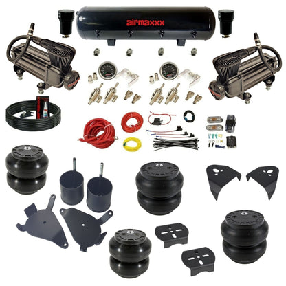 airmaxxx air ride suspension kits black X-series air compressors steel tank with Slam bags & brackets fits S10 2WD KS10-XB2-59S-4TOG2GA2B-WK-HFSS6SS7