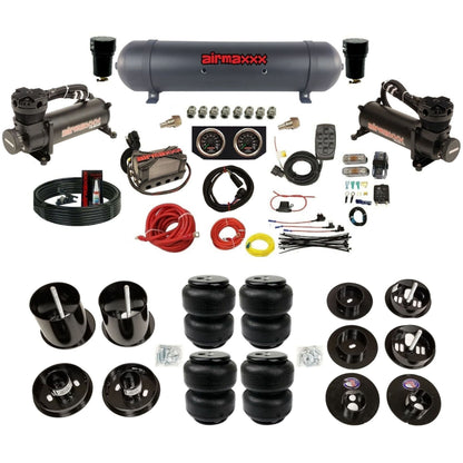 airmaxxx air suspension kit 480 Black aluminum air tank and Air Lift with brackets and install kit Fits 1965-70 cadillac KCAD65-480B2-57ABK-X4X7-WK-HFD25