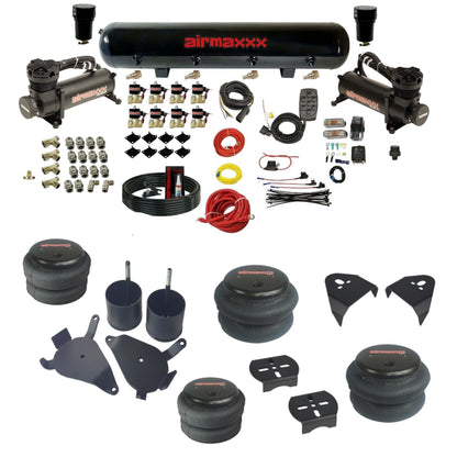 airmaxxx air suspension kit with 480 black compressors 5 gallon steel tank 2500 2600 bags and brackets fits chevy s10/S15/Sonoma KS10-480B2-838-59-7BK-WK-HF